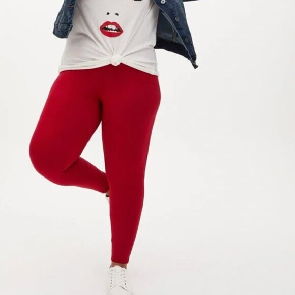 Torrid Legging Pants Signature Red Elastic Waist Stretch 3x - Picture 1 of 7